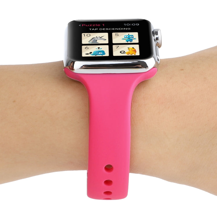 Thin Silicone Double Buckle Replacement Wrist Strap, For Apple Watch Series 7 41mm / 6 & SE & 5 & 4 40mm / 3 & 2 & 1 38mm, For Apple Watch Series 8&7 41mm / SE 2&6&SE&5&4 40mm / 3&2&1 38mm