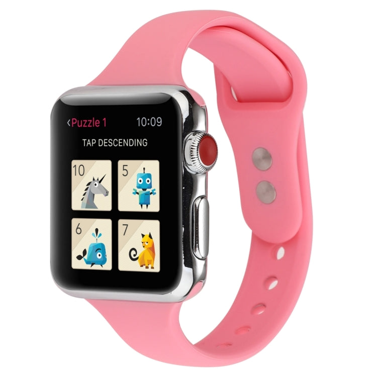 Thin Silicone Double Buckle Replacement Wrist Strap, For Apple Watch Series 7 41mm / 6 & SE & 5 & 4 40mm / 3 & 2 & 1 38mm, For Apple Watch Series 8&7 41mm / SE 2&6&SE&5&4 40mm / 3&2&1 38mm