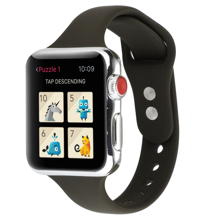 Thin Silicone Double Buckle Replacement Wrist Strap, For Apple Watch Series 7 41mm / 6 & SE & 5 & 4 40mm / 3 & 2 & 1 38mm, For Apple Watch Series 8&7 41mm / SE 2&6&SE&5&4 40mm / 3&2&1 38mm