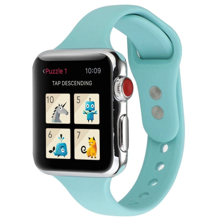 Thin Silicone Double Buckle Replacement Wrist Strap, For Apple Watch Series 7 41mm / 6 & SE & 5 & 4 40mm / 3 & 2 & 1 38mm, For Apple Watch Series 8&7 41mm / SE 2&6&SE&5&4 40mm / 3&2&1 38mm