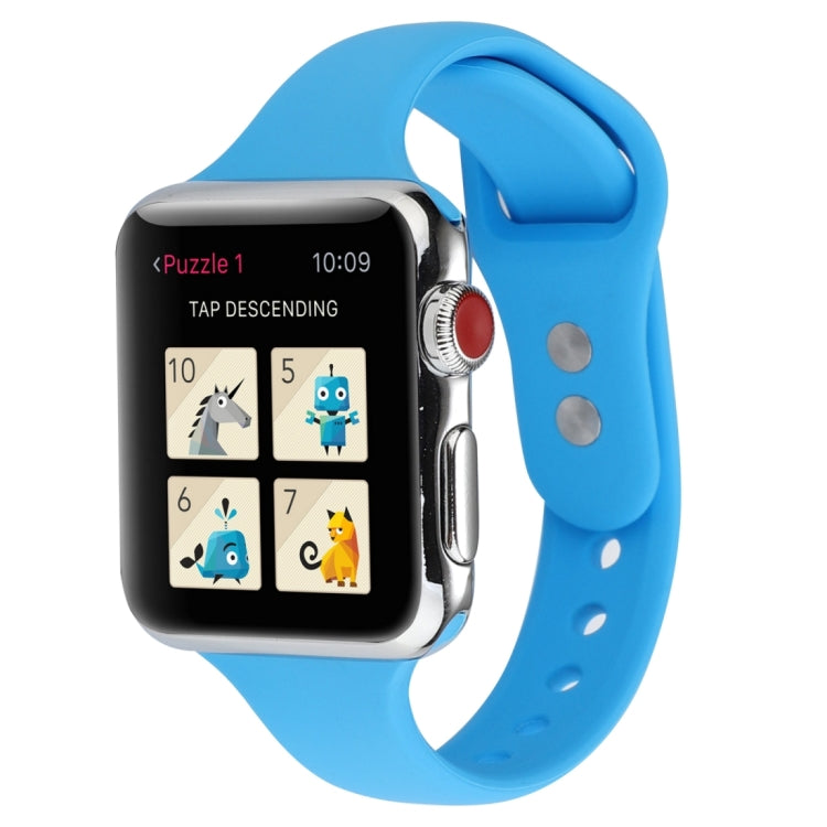 Thin Silicone Double Buckle Replacement Wrist Strap, For Apple Watch Series 7 41mm / 6 & SE & 5 & 4 40mm / 3 & 2 & 1 38mm, For Apple Watch Series 8&7 41mm / SE 2&6&SE&5&4 40mm / 3&2&1 38mm