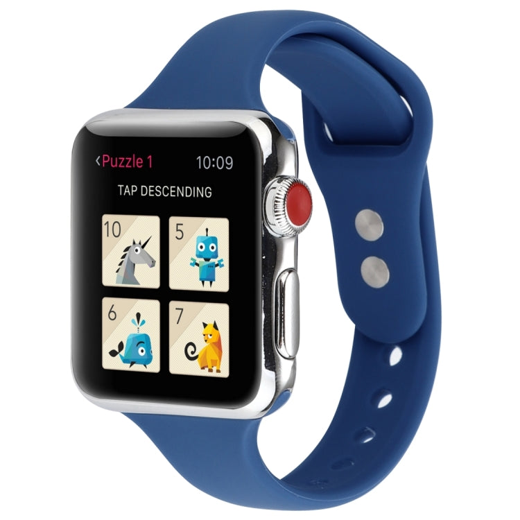 Thin Silicone Double Buckle Replacement Wrist Strap, For Apple Watch Series 7 41mm / 6 & SE & 5 & 4 40mm / 3 & 2 & 1 38mm, For Apple Watch Series 8&7 41mm / SE 2&6&SE&5&4 40mm / 3&2&1 38mm