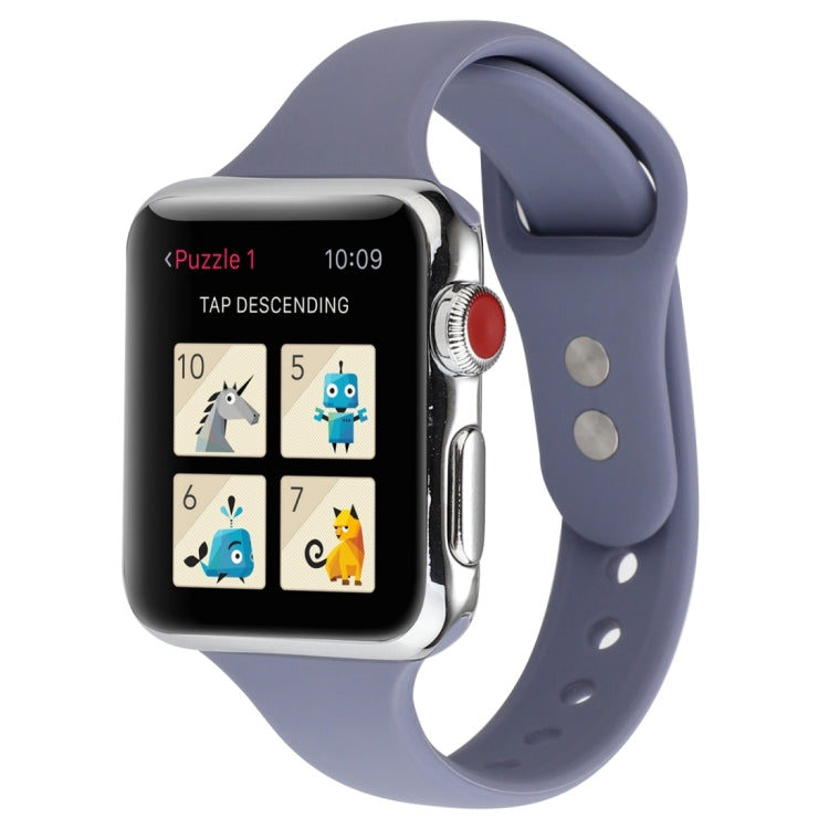 Thin Silicone Double Buckle Replacement Wrist Strap, For Apple Watch Series 7 41mm / 6 & SE & 5 & 4 40mm / 3 & 2 & 1 38mm, For Apple Watch Series 8&7 41mm / SE 2&6&SE&5&4 40mm / 3&2&1 38mm