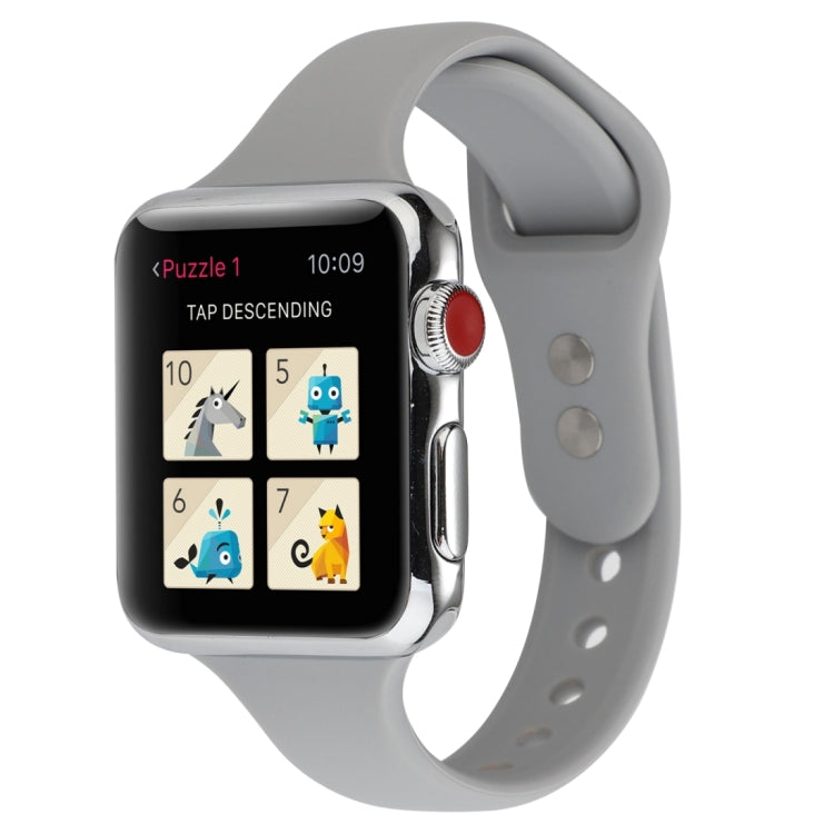 Thin Silicone Double Buckle Replacement Wrist Strap, For Apple Watch Series 7 41mm / 6 & SE & 5 & 4 40mm / 3 & 2 & 1 38mm, For Apple Watch Series 8&7 41mm / SE 2&6&SE&5&4 40mm / 3&2&1 38mm