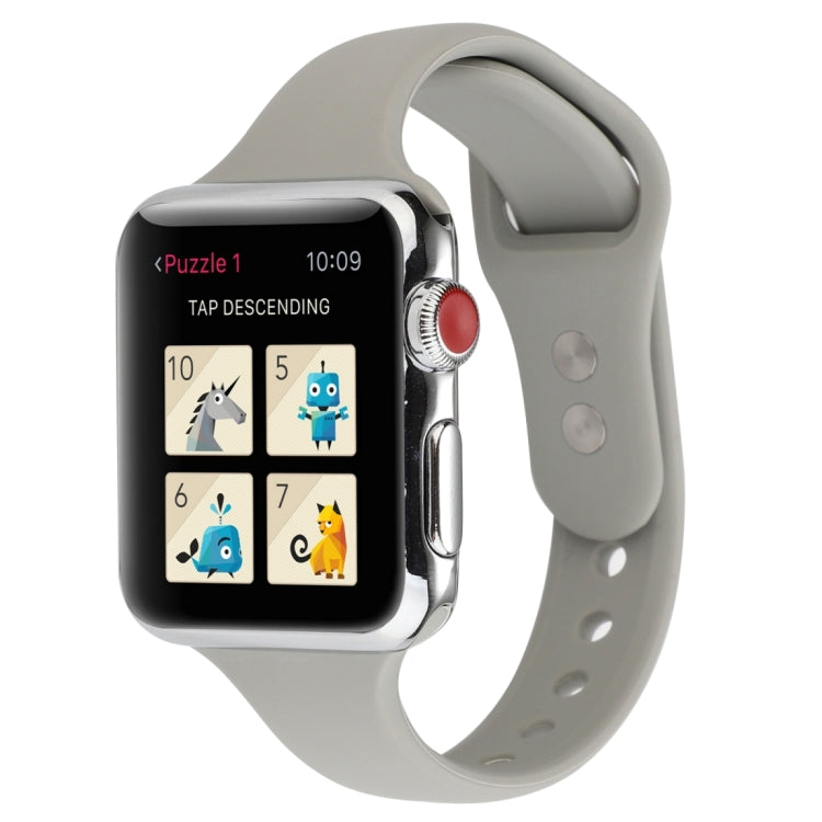 Thin Silicone Double Buckle Replacement Wrist Strap, For Apple Watch Series 7 41mm / 6 & SE & 5 & 4 40mm / 3 & 2 & 1 38mm, For Apple Watch Series 8&7 41mm / SE 2&6&SE&5&4 40mm / 3&2&1 38mm