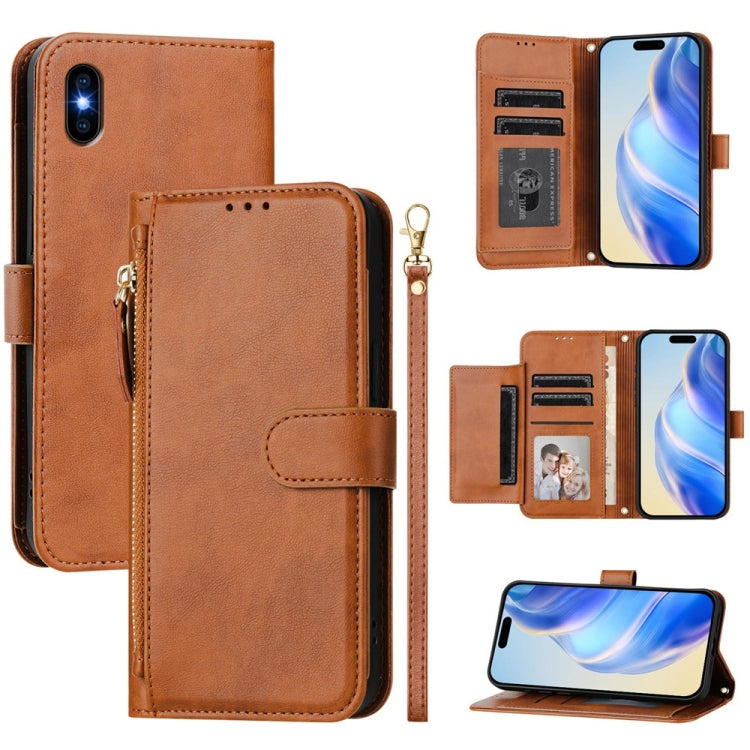 Multi-Card Slots Zipper Wallet Leather Phone Case, For iPhone 11 Pro Max, For iPhone 11, For iPhone 11 Pro, For iPhone X / XS, For iPhone XR, For iPhone XS Max, For iPhone 8 Plus / 7 Plus