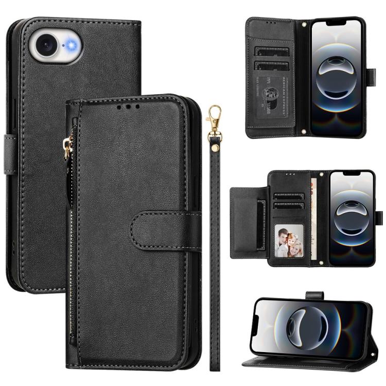 Multi-Card Slots Zipper Wallet Leather Phone Case, For iPhone 17e / 16e, For iPhone 17 Pro Max, For iPhone 17 Pro, For iPhone 17, For iPhone Air, For iPhone 16 Pro Max, For iPhone 16 Pro, For iPhone 16 Plus