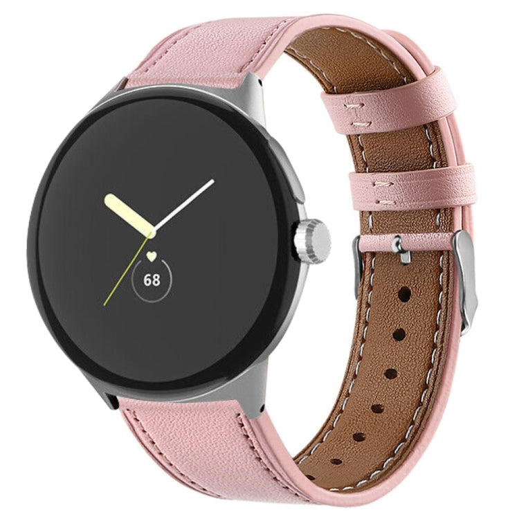 Round Tail Genuine Leather Watch Band, For Google Pixel Watch 4 / Watch 3 45mm
