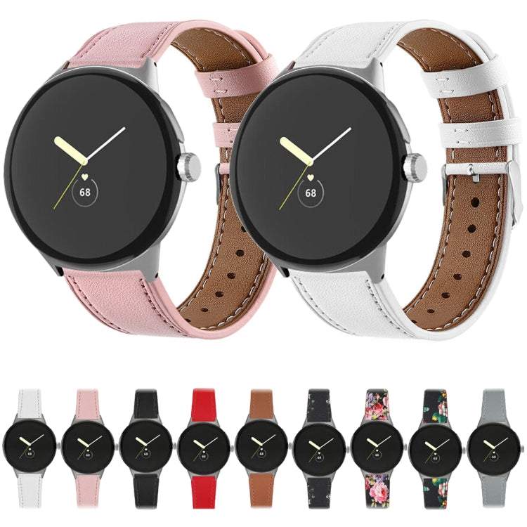 Round Tail Genuine Leather Watch Band, For Google Pixel Watch 4 / Watch 3 45mm