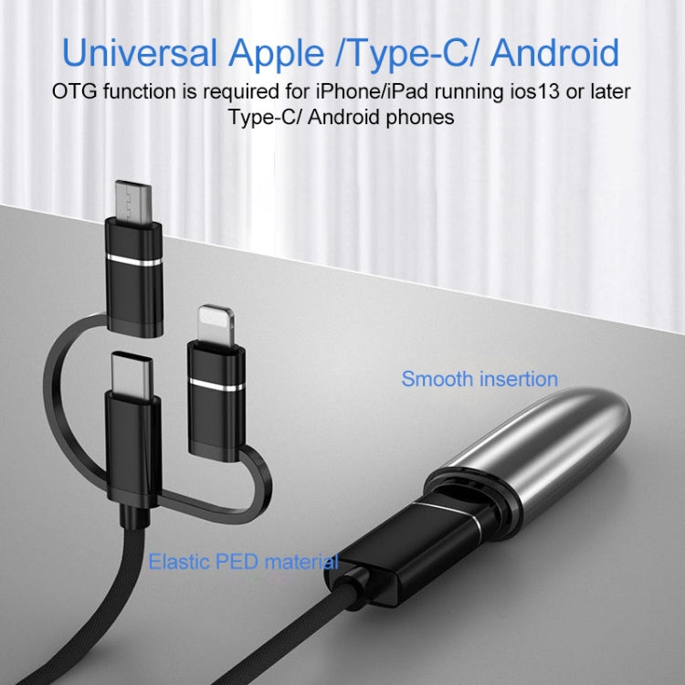 3 in 1 USB Female to Micro USB, Type-C, 8 Pin Male OTG Adapter