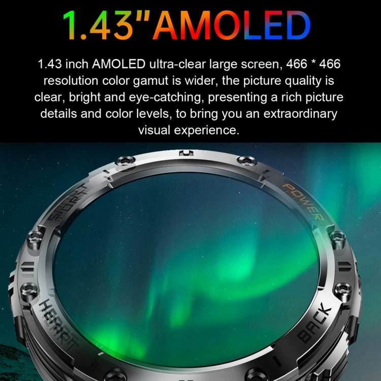 K65 1.43 inch Bluetooth Call Smart Watch, Support Heart Rate / Blood Oxygen