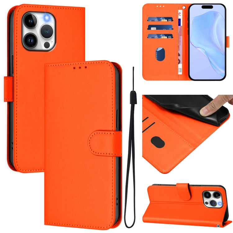 Skin Feel Solid Color Leather Phone Case with Lanyard, For iPhone 14 Pro Max, For iPhone SE 2022 / 2020