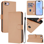 Skin Feel Solid Color Leather Phone Case with Lanyard, For iPhone 14 Pro Max, For iPhone SE 2022 / 2020