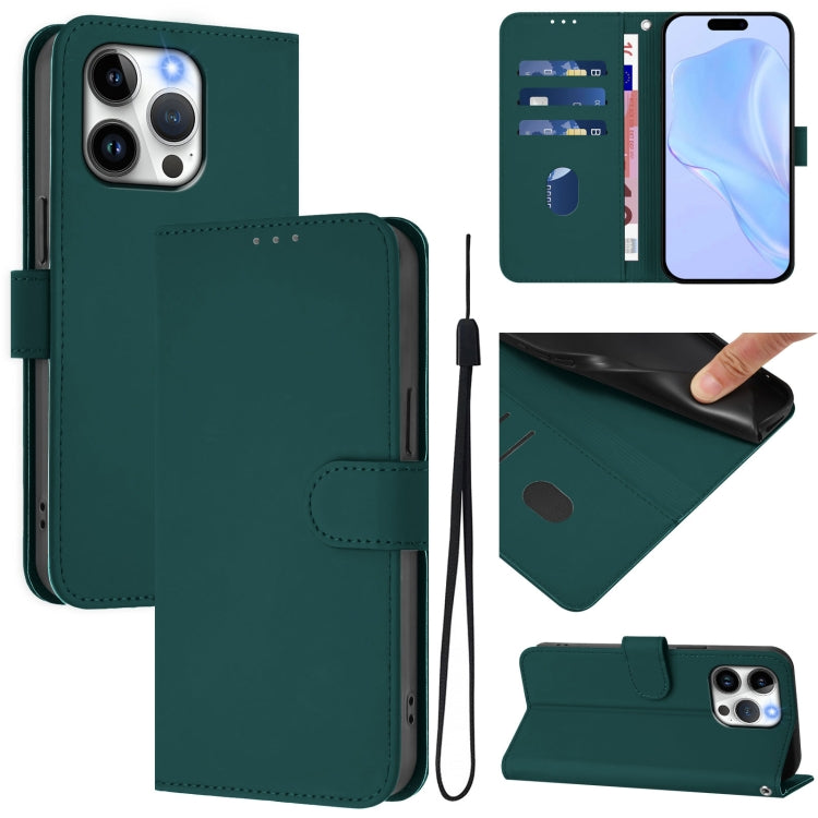 Skin Feel Solid Color Leather Phone Case with Lanyard, For iPhone 13 Pro Max, For iPhone 13 Pro