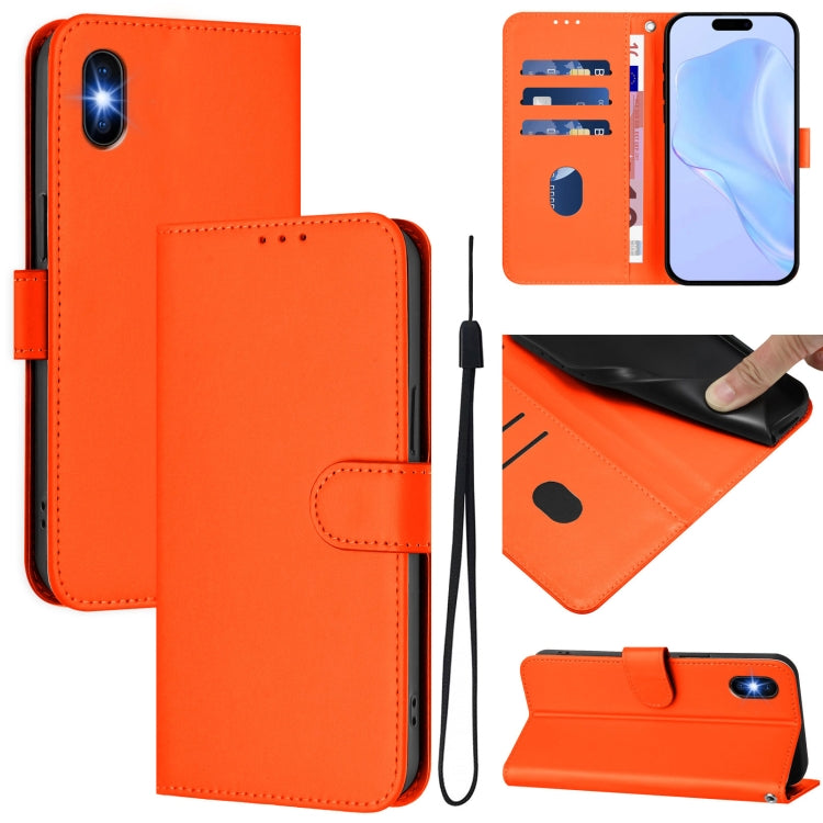 Skin Feel Solid Color Leather Phone Case with Lanyard, For iPhone 11 Pro, For iPhone XS / X