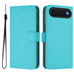غطاء هاتف جلدي بلون صلب مع ملمس يشبه الجلد وحبل معصم، لهواتف iPhone Air، iPhone 16 Pro Max