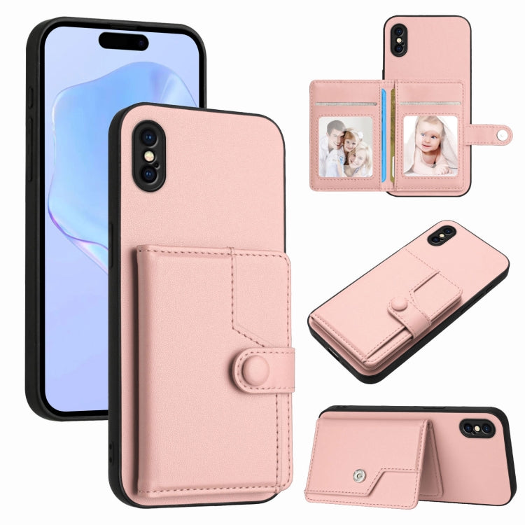 Button Card Bag RFID Anti-theft Phone Case, For iPhone 12 mini, For iPhone 11 Pro Max, For iPhone 11, For iPhone 11 Pro, For iPhone XS / X, For iPhone XR, For iPhone XS Max, For iPhone 8 Plus / 7 Plus