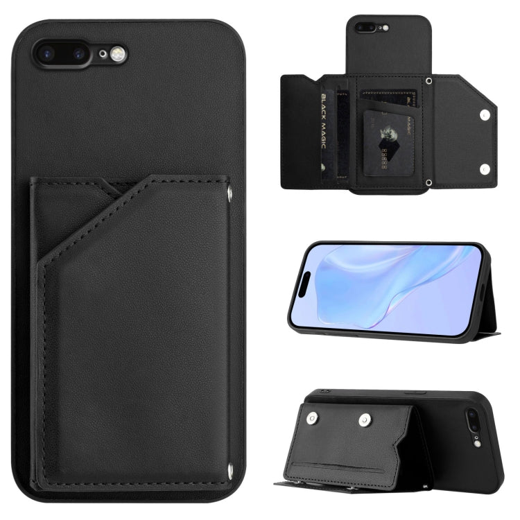 Skin Feel Four Card Slots Phone Case with Wrist Strap, For iPhone 12 mini, For iPhone 11 Pro Max, For iPhone 11, For iPhone 11 Pro, For iPhone X / XS, For iPhone XR, For iPhone XS Max, For iPhone 7 Plus / 8 Plus