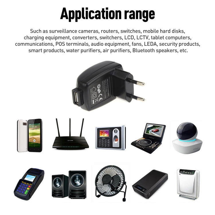 محول طاقة بمنفذ USB HYT-0500500EW 5 فولت 1 أمبير، 5 فولت 1 أمبير، قابس الاتحاد الأوروبي