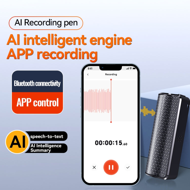 قلم تسجيل صوتي مغناطيسي مع تقليل الضوضاء Q70A يدعم التحكم عبر التطبيق، 8GB، 16GB، 32GB، 64GB، 128GB