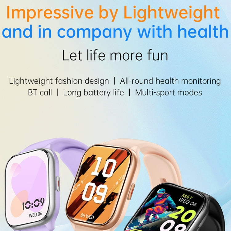 KT73S 1.85 inch Square Screen BT Call Smart Watch, Heart Rate / Blood Pressure / Blood Oxygen / Female Health / Sleep Monitoring