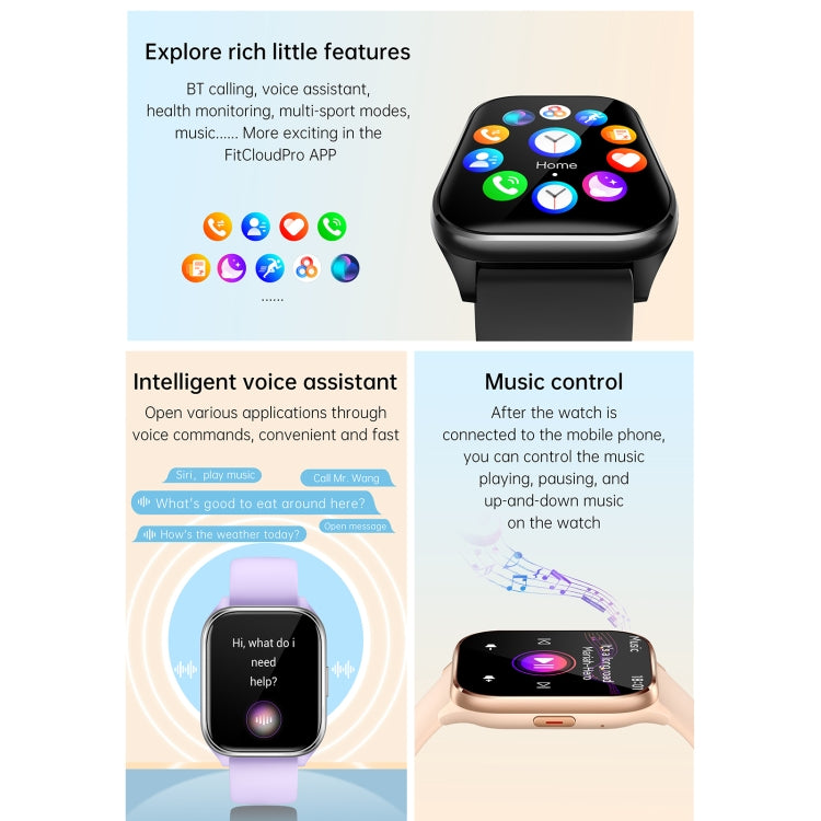 KT73S 1.85 inch Square Screen BT Call Smart Watch, Heart Rate / Blood Pressure / Blood Oxygen / Female Health / Sleep Monitoring