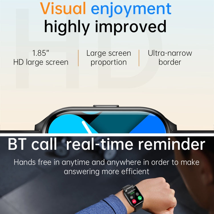 KT73S 1.85 inch Square Screen BT Call Smart Watch, Heart Rate / Blood Pressure / Blood Oxygen / Female Health / Sleep Monitoring