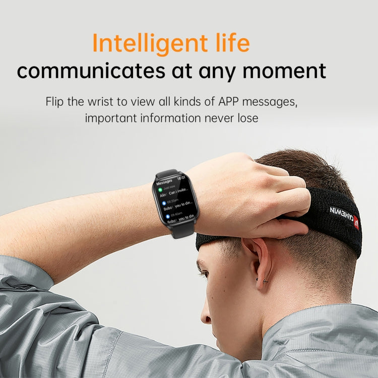 KT73S 1.85 inch Square Screen BT Call Smart Watch, Heart Rate / Blood Pressure / Blood Oxygen / Female Health / Sleep Monitoring