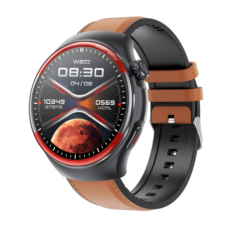 T82 1.43 inch Round Screen BT Call Smart Watch, Heart Rate / Blood Pressure / Blood Oxygen / Sleep / Blood Sugar / HRV / Metope / SOS, Silicone Black, Silicone Red, Silicone Blue, Leather Brown, Leather Black, Stainless Steel Black