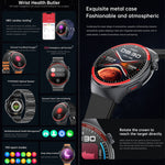 T82 1.43 inch Round Screen BT Call Smart Watch, Heart Rate / Blood Pressure / Blood Oxygen / Sleep / Blood Sugar / HRV / Metope / SOS, Silicone Black, Silicone Red, Silicone Blue, Leather Brown, Leather Black, Stainless Steel Black