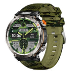 HT30 1.7 inch IP68 Waterproof Camouflage Silicone Band Smart Watch, Support Flashlight / Banknote Detector Light / Compass