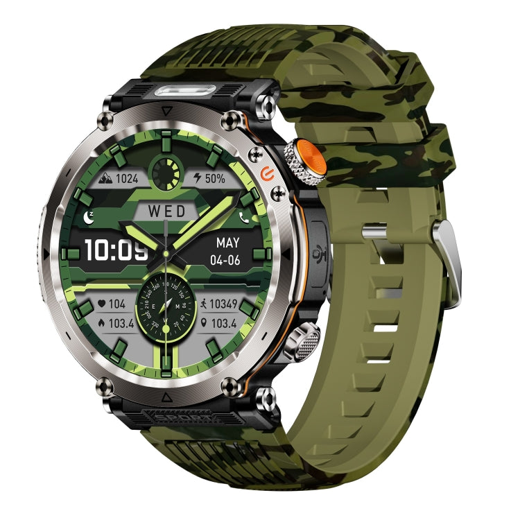 HT30 1.7 inch IP68 Waterproof Camouflage Silicone Band Smart Watch, Support Flashlight / Banknote Detector Light / Compass