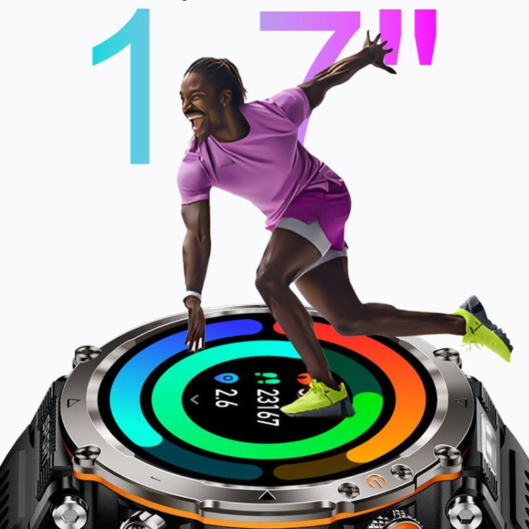 HT30 1.7 inch IP68 Waterproof Camouflage Silicone Band Smart Watch, Support Flashlight / Banknote Detector Light / Compass