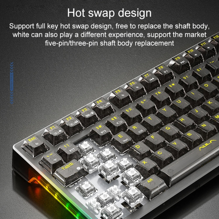 AULA F98 Pro 99 Keys Wired/2.4G/Bluetooth Three Model RGB Mechanical Keyboard, Ice Crystal Shaft