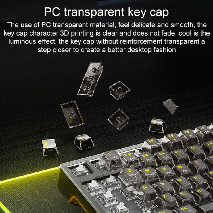 AULA F98 Pro 99 Keys Wired/2.4G/Bluetooth Three Model RGB Mechanical Keyboard, Ice Crystal Shaft