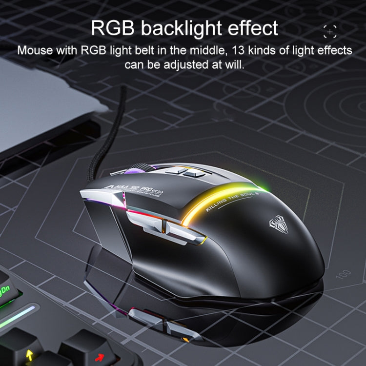 AULA S12 Pro 12800DPI Wired RGB Gaming Mouse