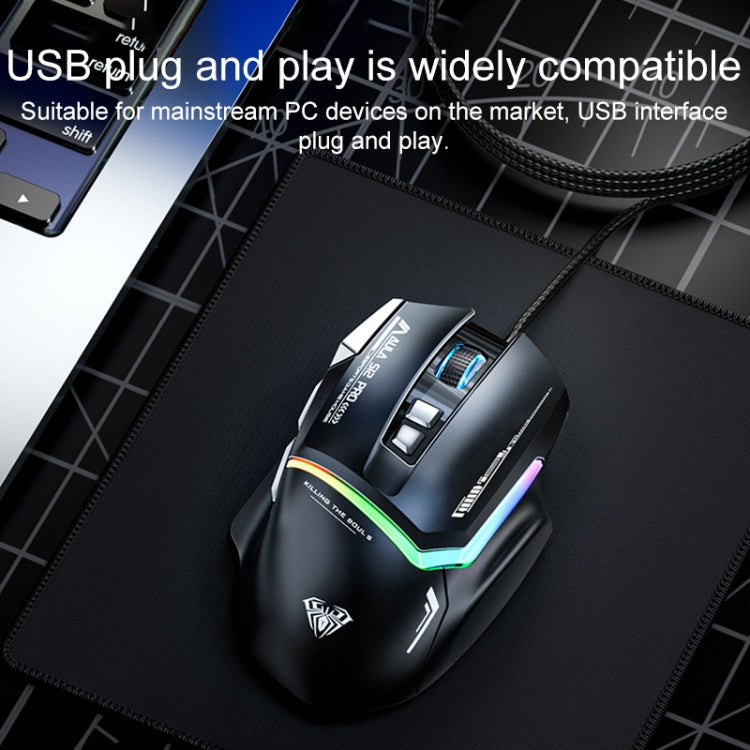 AULA S12 Pro 12800DPI Wired RGB Gaming Mouse