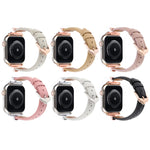 X-shaped Buckle Dot Texture Genuine Leather Watch Band, For Apple Watch 46mm / 49mm / 45mm / 44mm, For Apple Watch 42mm / 41mm / 40mm / 38mm