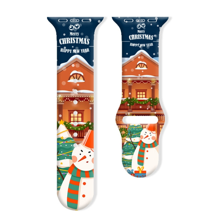 Christmas Pattern Reverse Buckle Silicone Watch Band, For Apple Watch 46mm / 49mm / 45mm / 44mm, For Apple Watch 42mm / 41mm / 40mm / 38mm