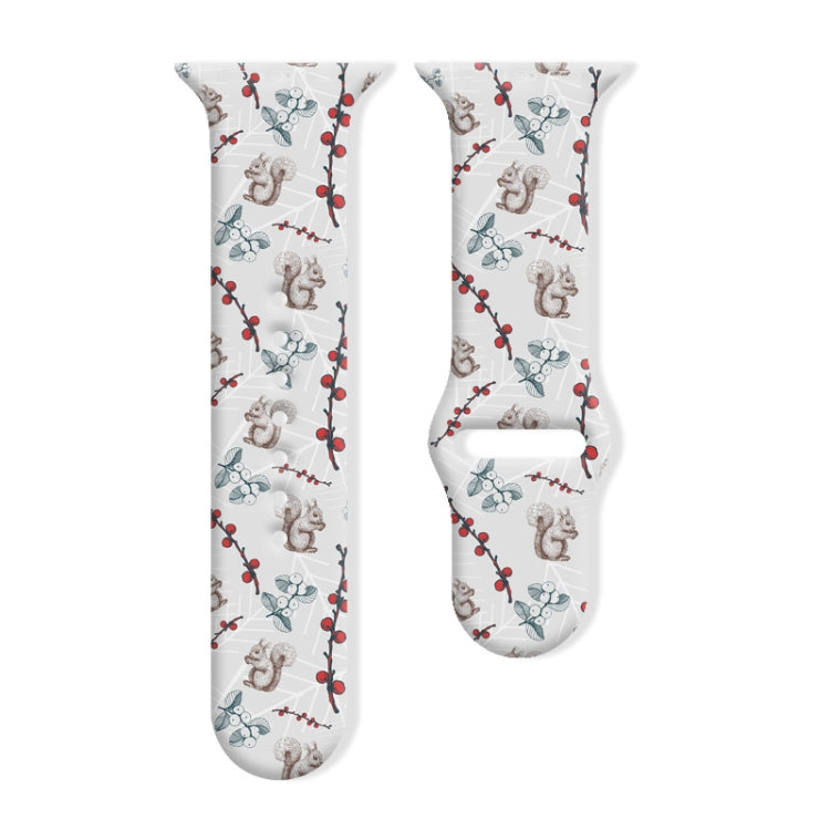 Christmas Pattern Reverse Buckle Silicone Watch Band, For Apple Watch 46mm / 49mm / 45mm / 44mm, For Apple Watch 42mm / 41mm / 40mm / 38mm