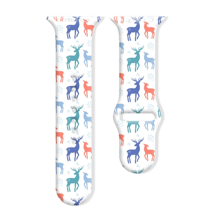 Christmas Pattern Reverse Buckle Silicone Watch Band, For Apple Watch 46mm / 49mm / 45mm / 44mm, For Apple Watch 42mm / 41mm / 40mm / 38mm