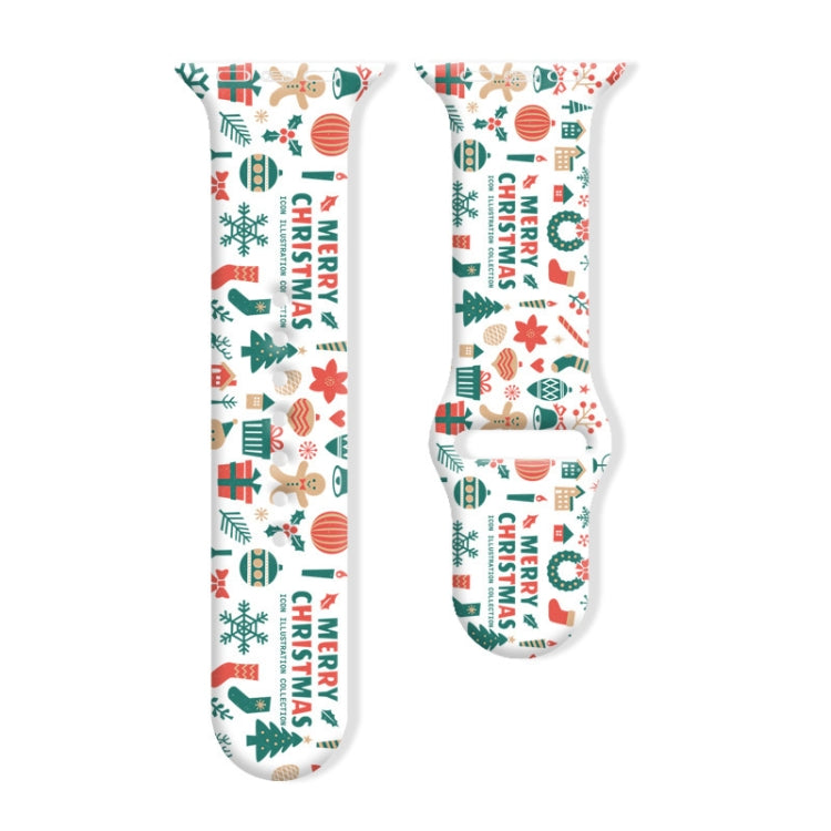 Christmas Pattern Reverse Buckle Silicone Watch Band, For Apple Watch 46mm / 49mm / 45mm / 44mm, For Apple Watch 42mm / 41mm / 40mm / 38mm