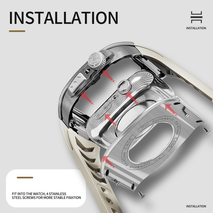 RedPepper Armor Metal Case Integrated Silicone Watch Band, For Apple Watch 44mm / 45mm