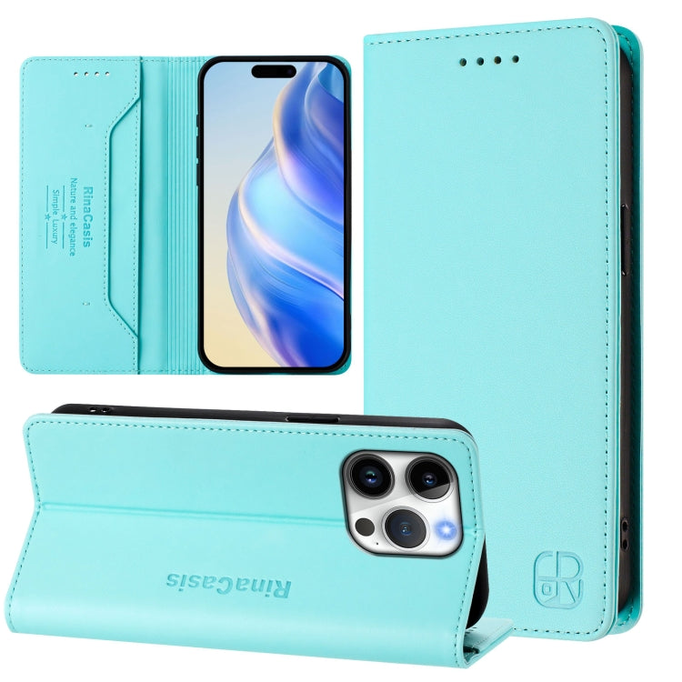 RC01 Dual-Folded Magnetic Suction RFID Leather Phone Case, For iPhone 17e / 16e, For iPhone 17 Pro Max, For iPhone 17 Pro, For iPhone 17, For iPhone Air, For iPhone 16 Pro Max