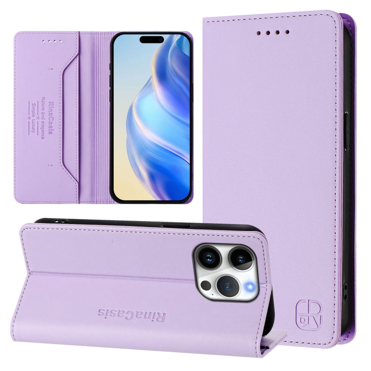 RC01 Dual-Folded Magnetic Suction RFID Leather Phone Case, For iPhone 17e / 16e, For iPhone 17 Pro Max, For iPhone 17 Pro, For iPhone 17, For iPhone Air, For iPhone 16 Pro Max