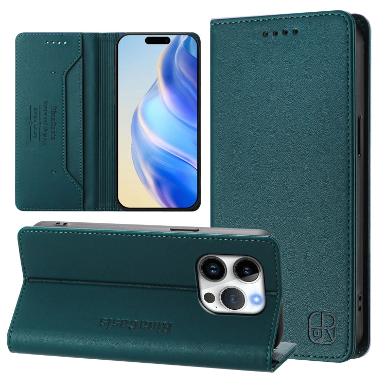 RC01 Dual-Folded Magnetic Suction RFID Leather Phone Case, For iPhone 17e / 16e, For iPhone 17 Pro Max, For iPhone 17 Pro, For iPhone 17, For iPhone Air, For iPhone 16 Pro Max