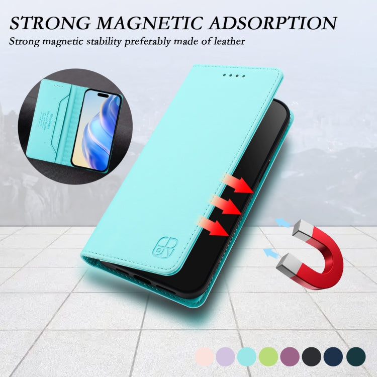 RC01 Dual-Folded Magnetic Suction RFID Leather Phone Case, For iPhone 17e / 16e, For iPhone 17 Pro Max, For iPhone 17 Pro, For iPhone 17, For iPhone Air, For iPhone 16 Pro Max