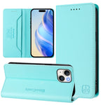 RC01 Dual-Folded Magnetic Suction RFID Leather Phone Case, For iPhone 16 Pro, For iPhone 16 Plus, For iPhone 16, For iPhone 15 Pro Max, For iPhone 15 Pro, For iPhone 15 Plus