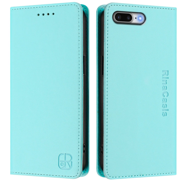 غطاء هاتف جلدي RFID مغناطيسي قابل للطي المزدوج RC01، لـ iPhone 7 Plus / 8 Plus