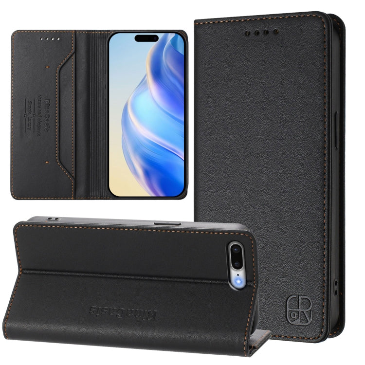 غطاء هاتف جلدي RFID مغناطيسي قابل للطي المزدوج RC01، لـ iPhone 7 Plus / 8 Plus